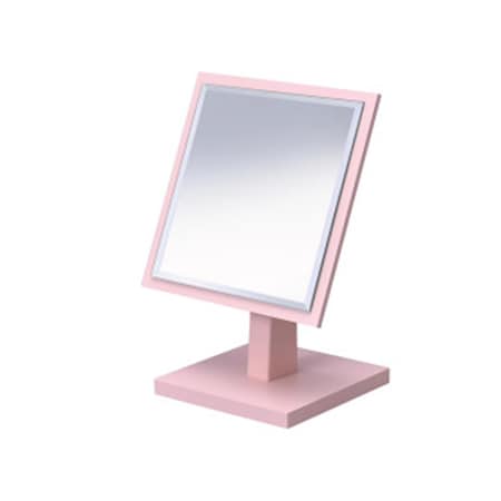 Ore Furniture 9.25 in. Square Pastel Pink Bevelled Mirror on a Pedestal SUN-2